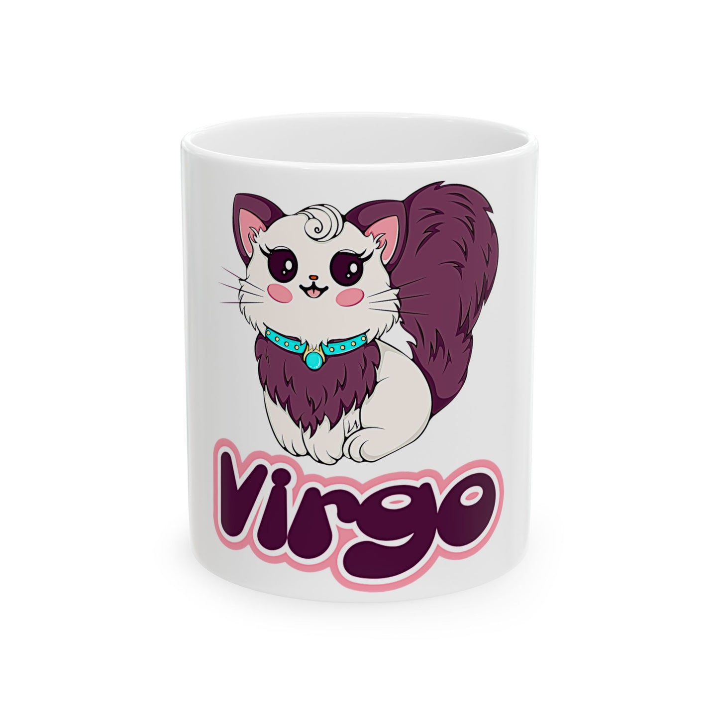 Virgo Anime Cat Ceramic Mug, (11oz, 15oz)