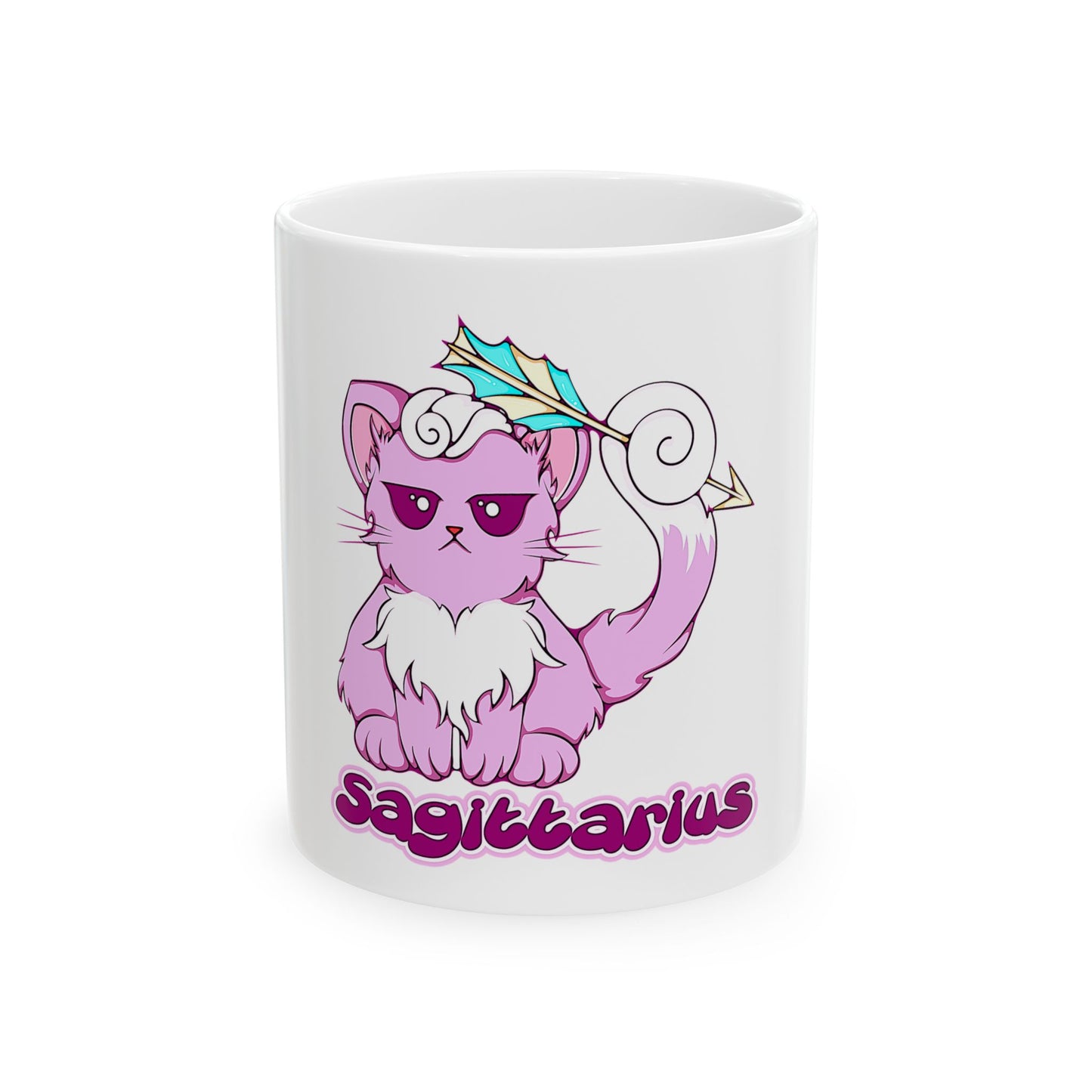 Sagittarius Anime Cat Ceramic Mug, (11oz, 15oz)