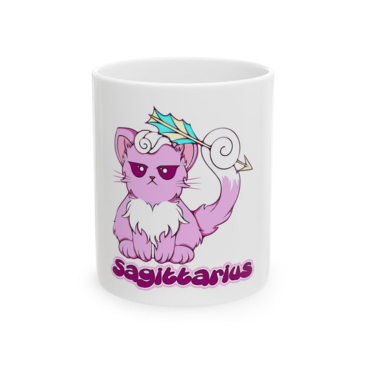 Sagittarius Anime Cat Ceramic Mug, (11oz, 15oz)