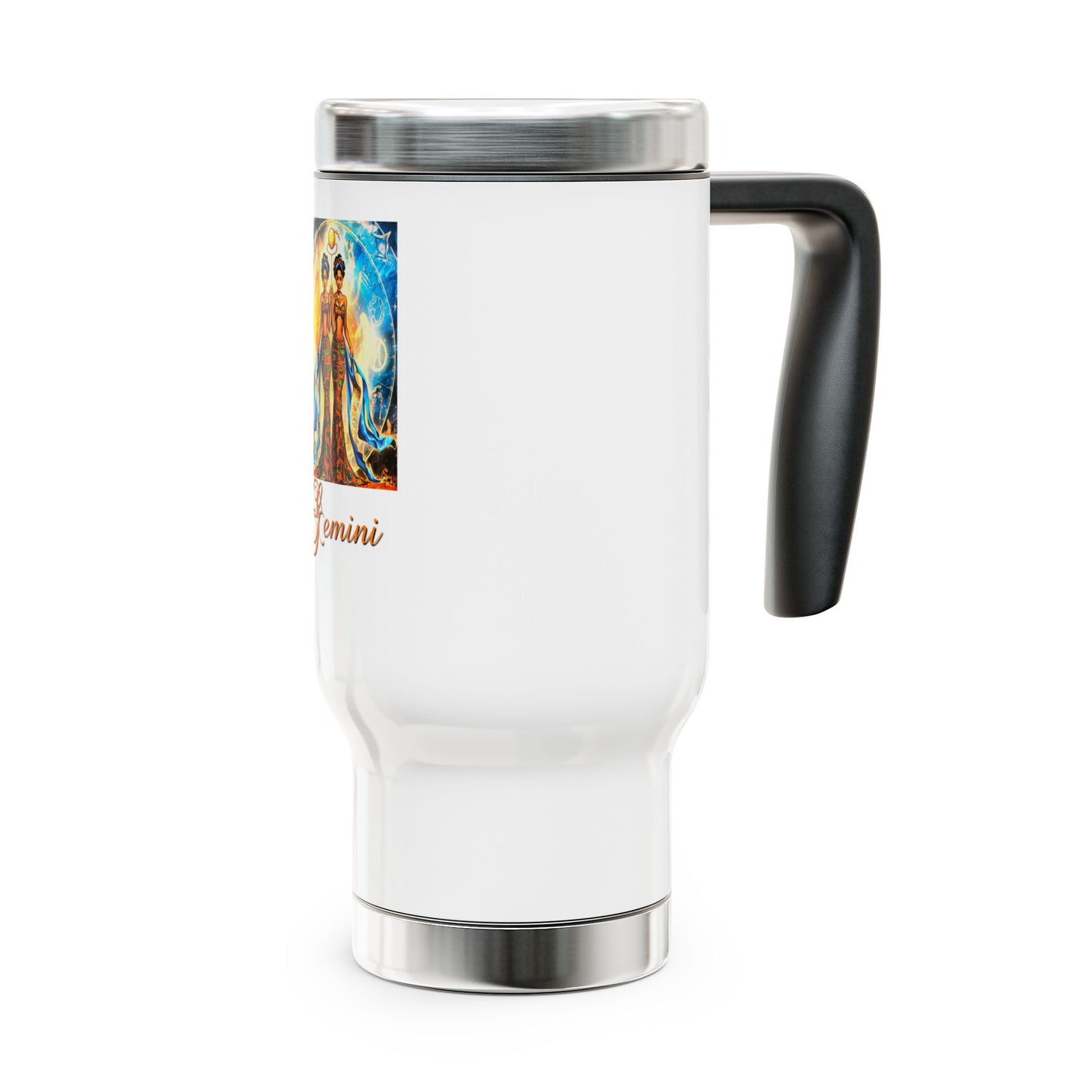 Gemini III, Stainless Steel Travel Mug with Handle, 14oz