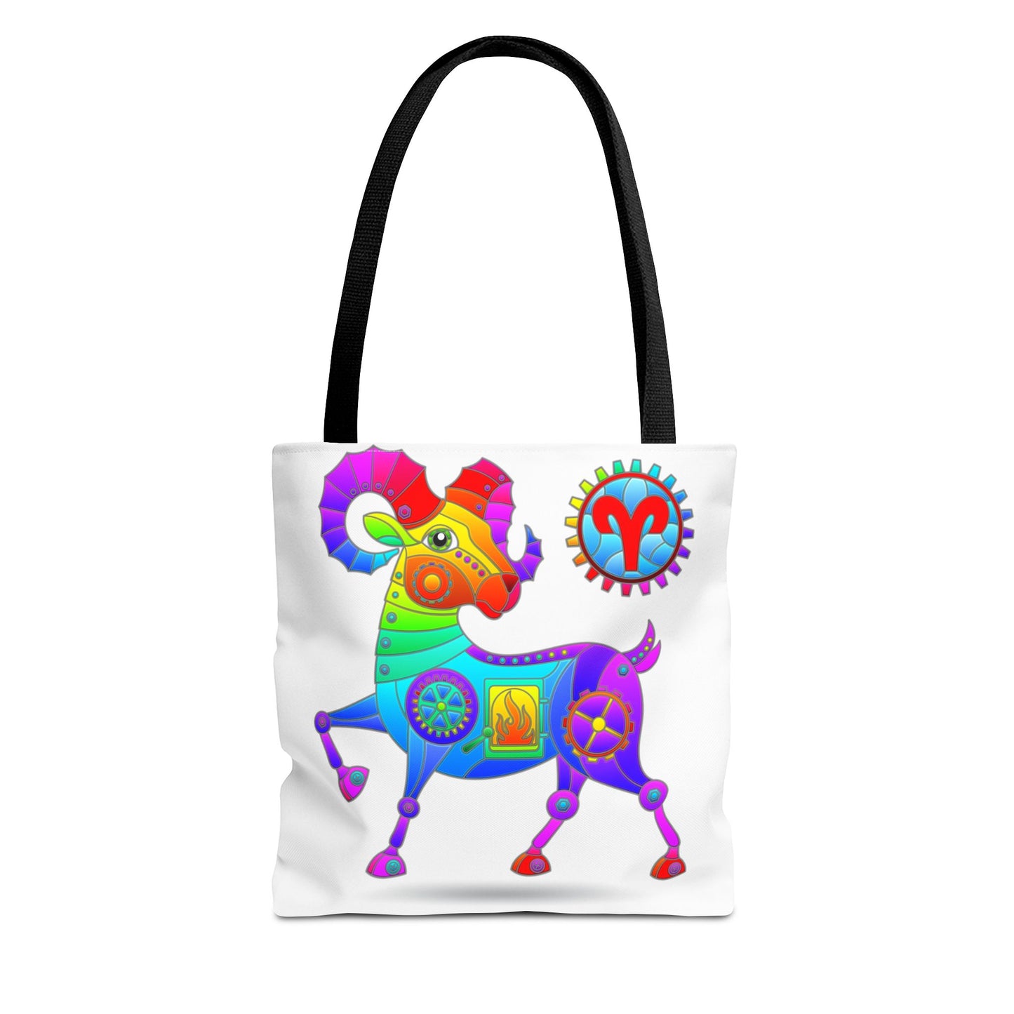 Aries Rainbow Steampunk, White Tote Bag