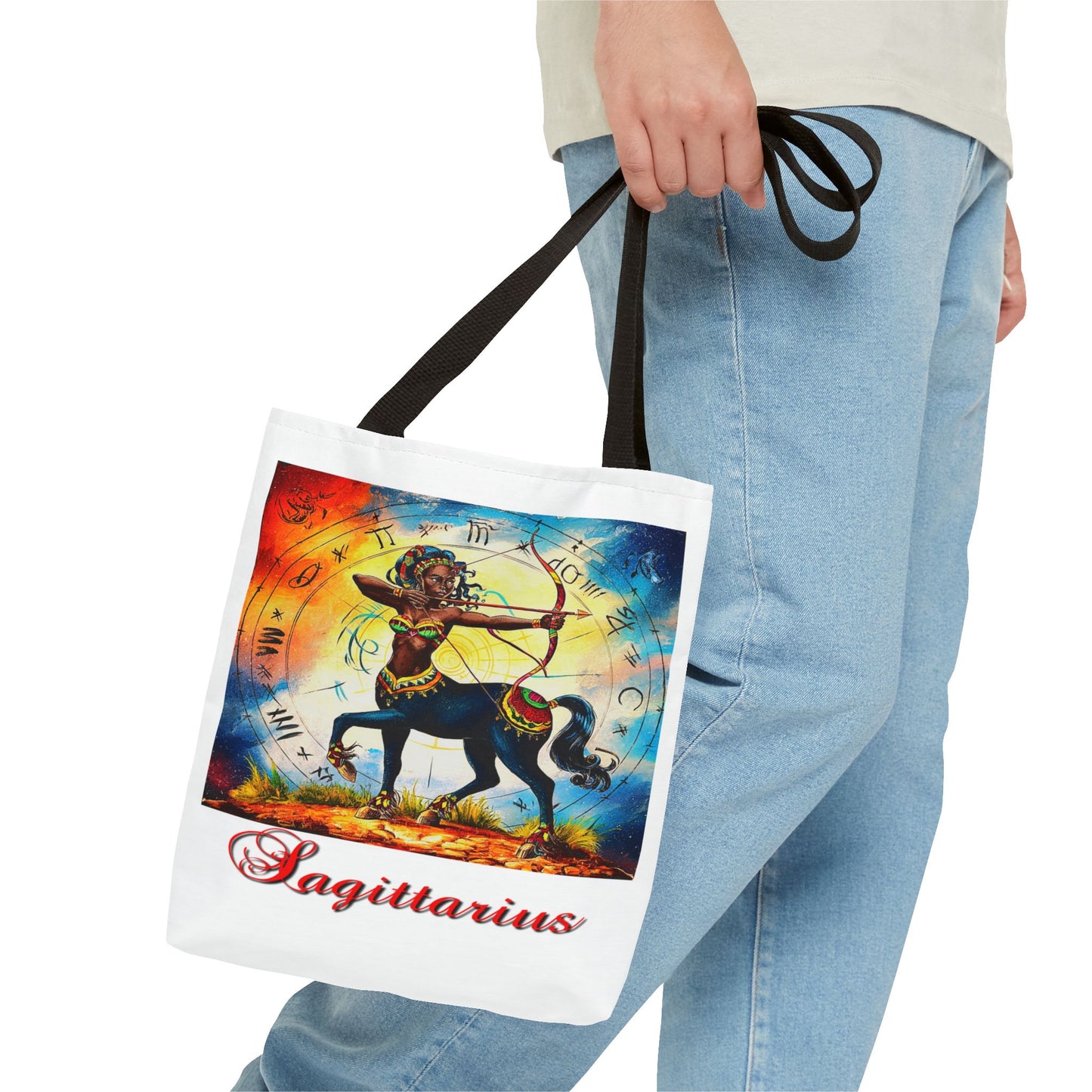 Sagittarius White Tote Bag, 3 Sizes