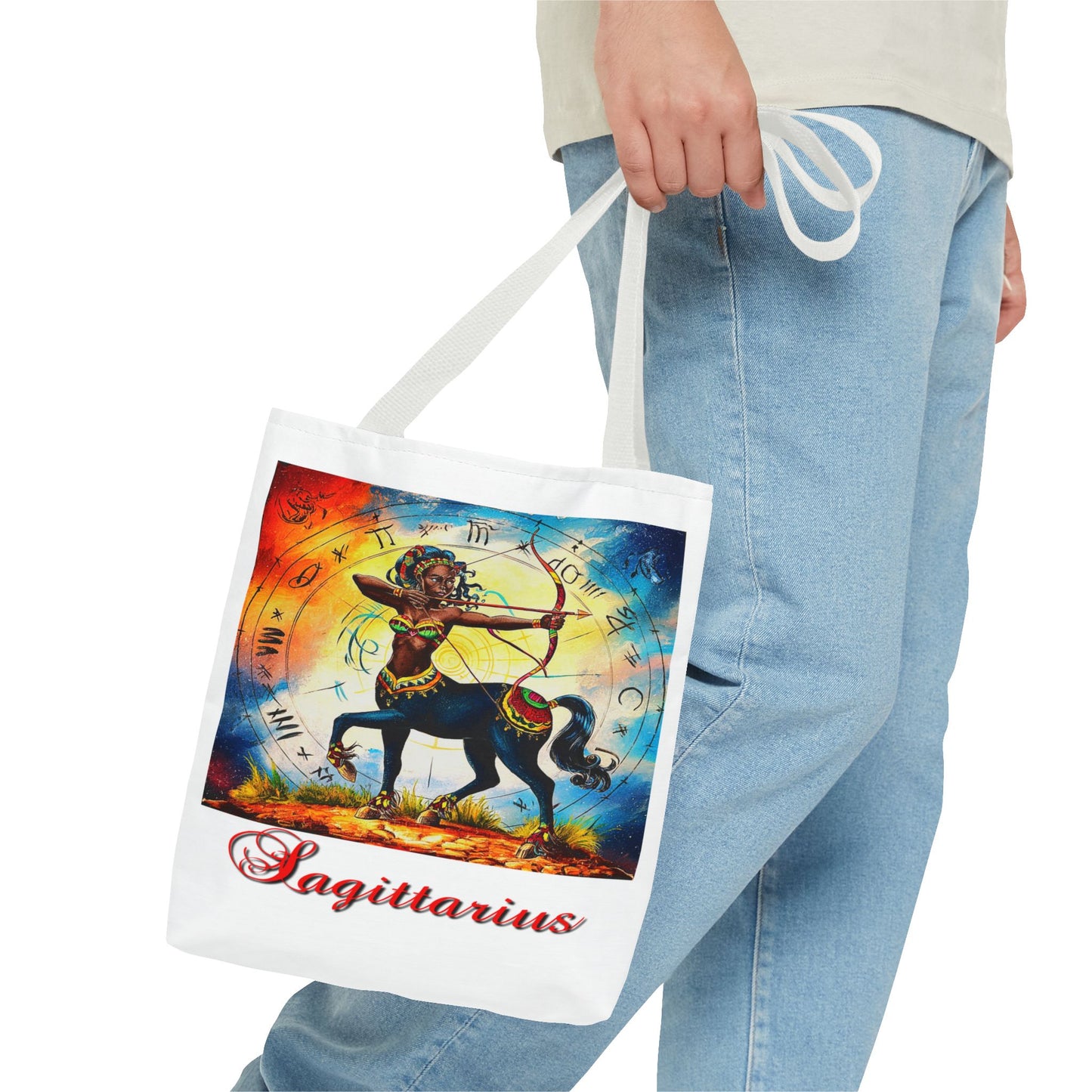 Sagittarius White Tote Bag, 3 Sizes