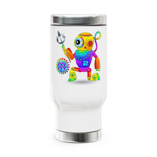 Aquarius Rainbow Steampunk, Stainless Steel Travel Mug with Handle, 14  oz