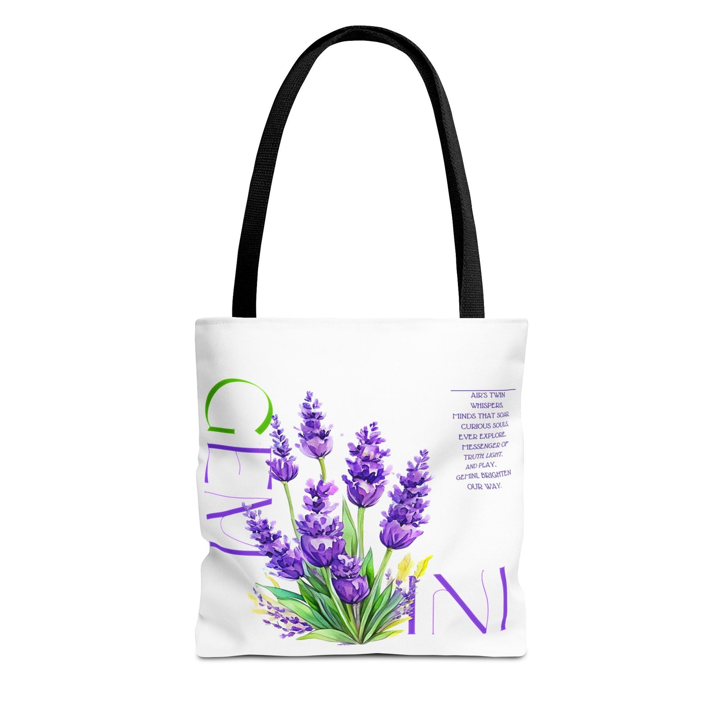 Gemini Lavender White Tote Bag, 3 Sizes