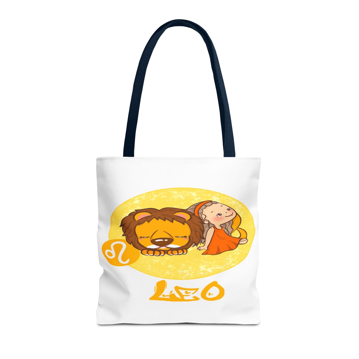 Leo Chibi Girl & Lion White Tote Bag, 3 Sizes