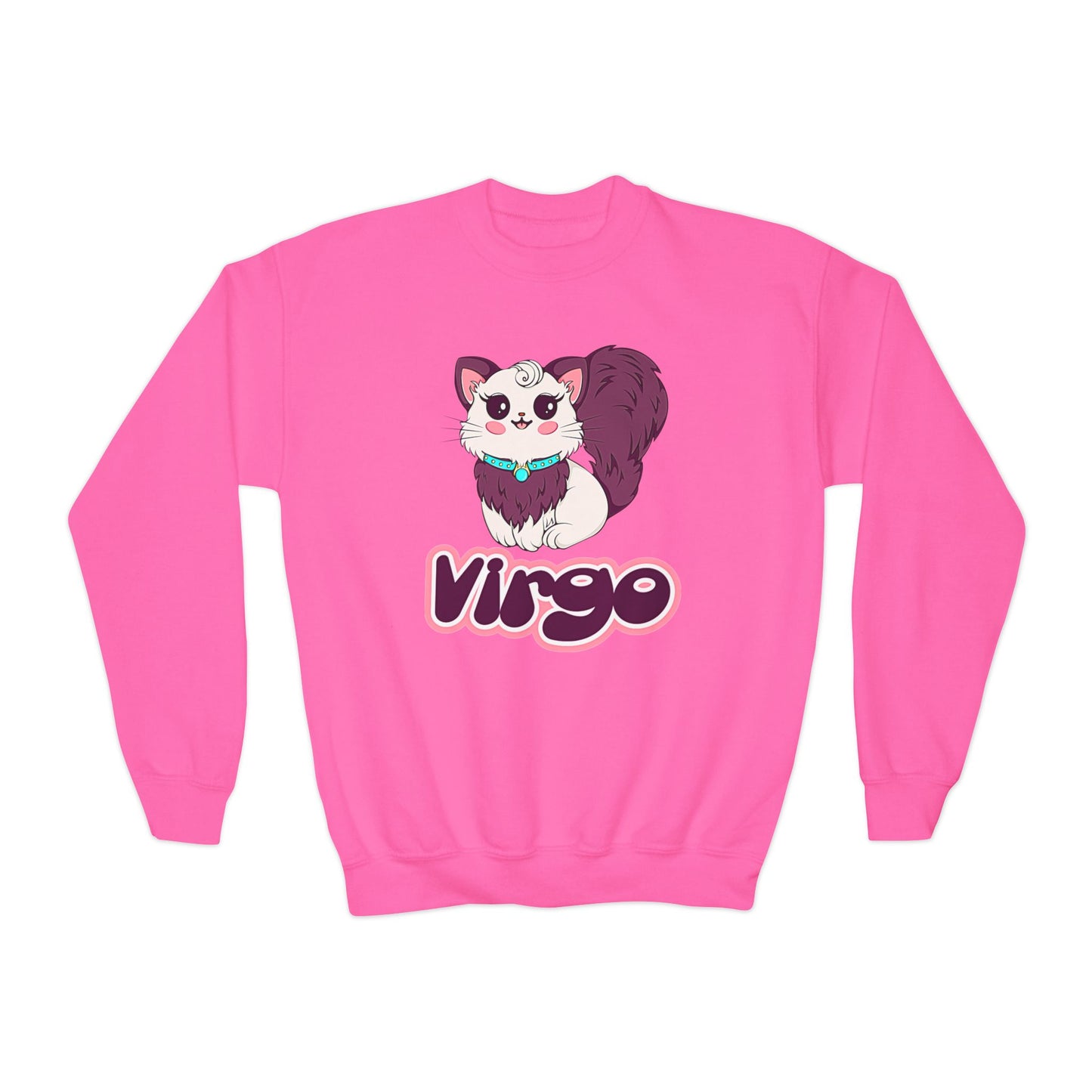 Virgo Anime Cat, Youth Crewneck Sweatshirt