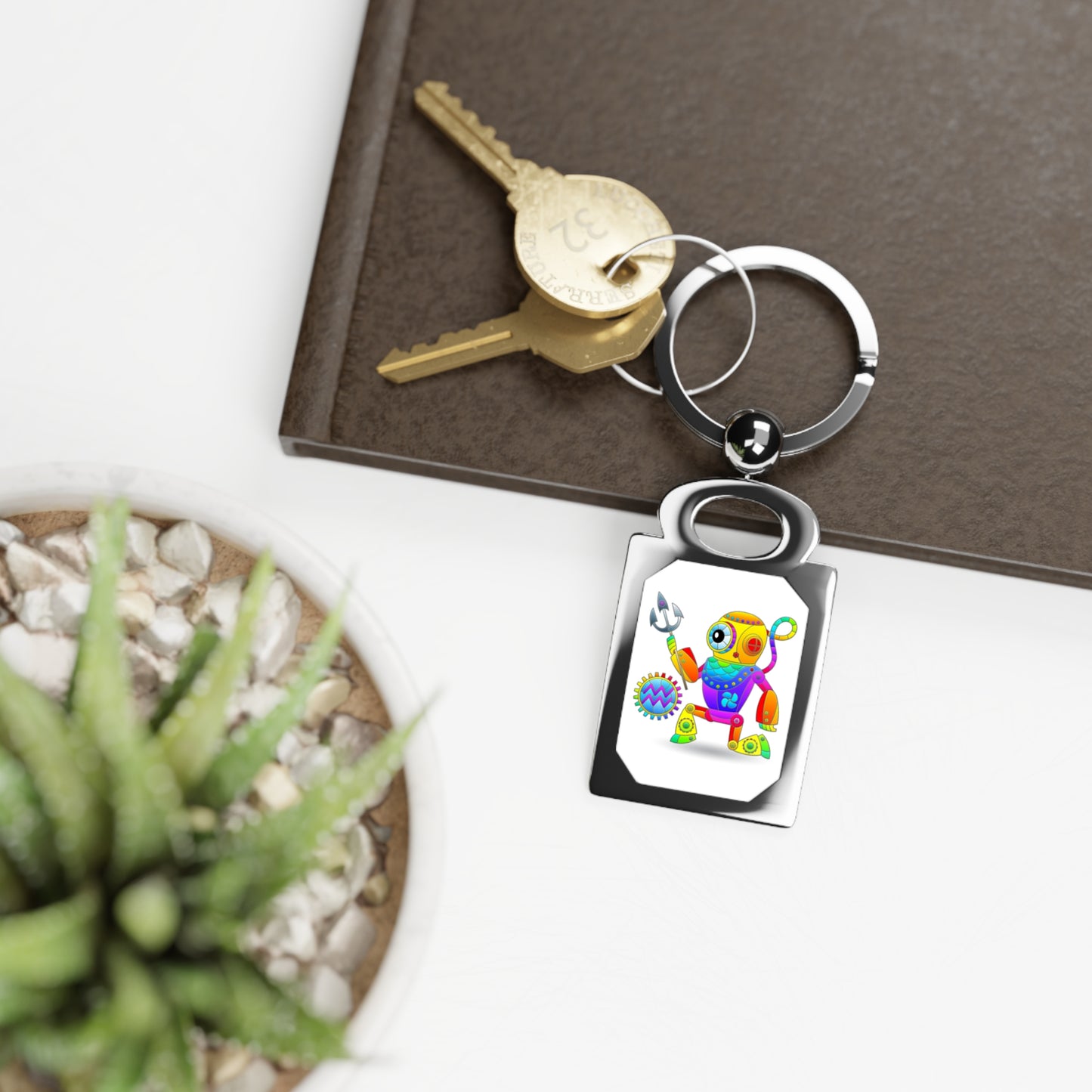 Aquarius Rainbow Steampunk, Rectangle Photo Keyring