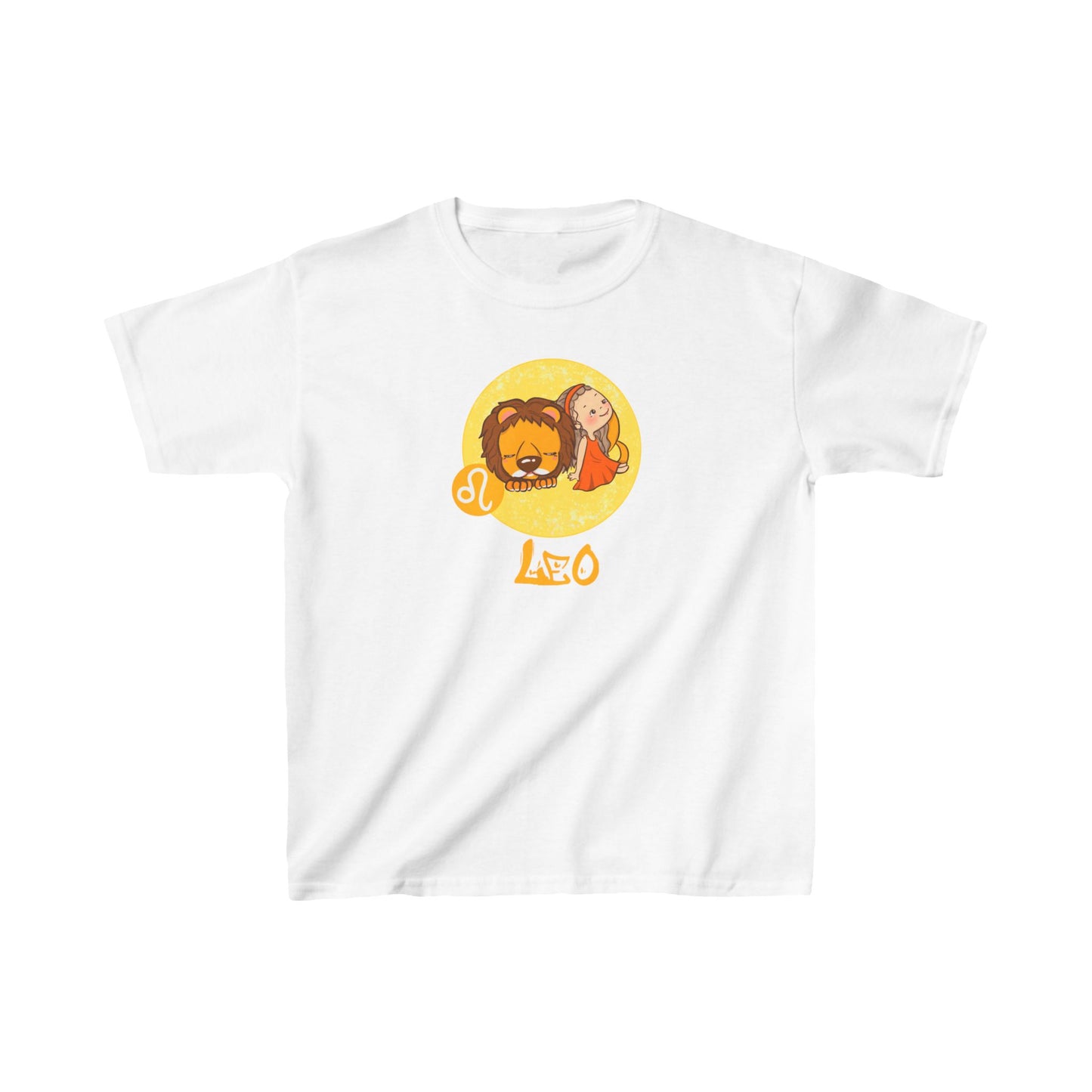 Leo Chibi Girl & Lion, Kids Heavy Cotton™ Tee