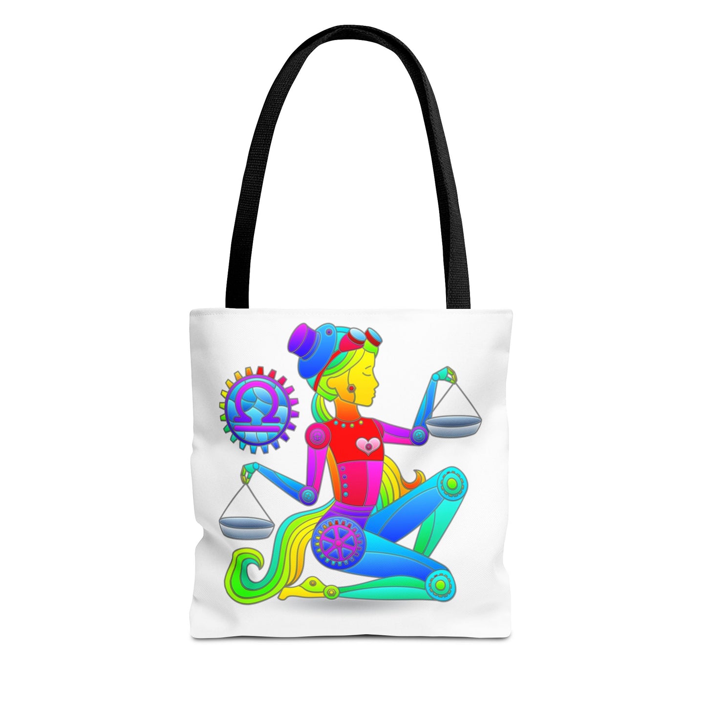 Libra Rainbow Steampunk, White Tote Bag