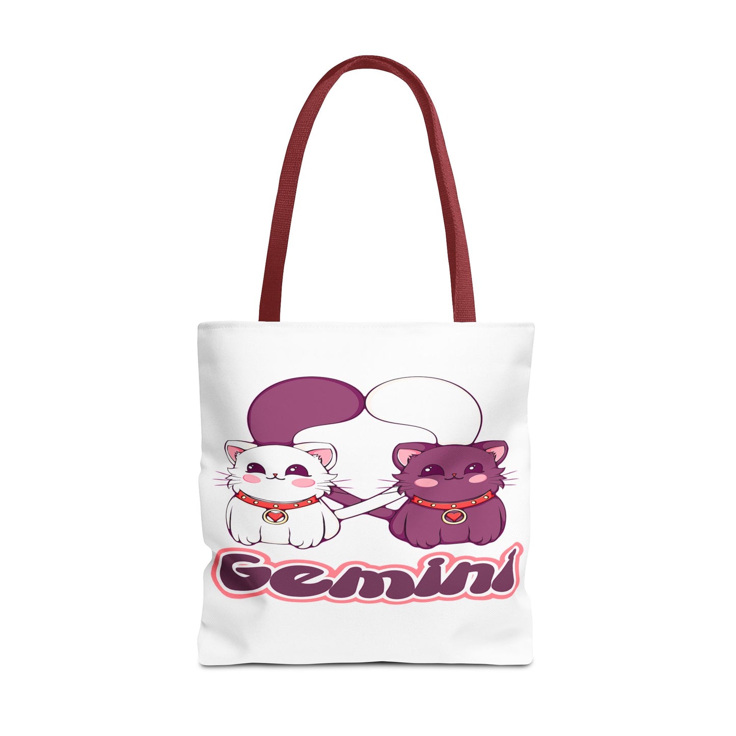 Gemini Anime Cats White Tote Bag, 3 Sizes