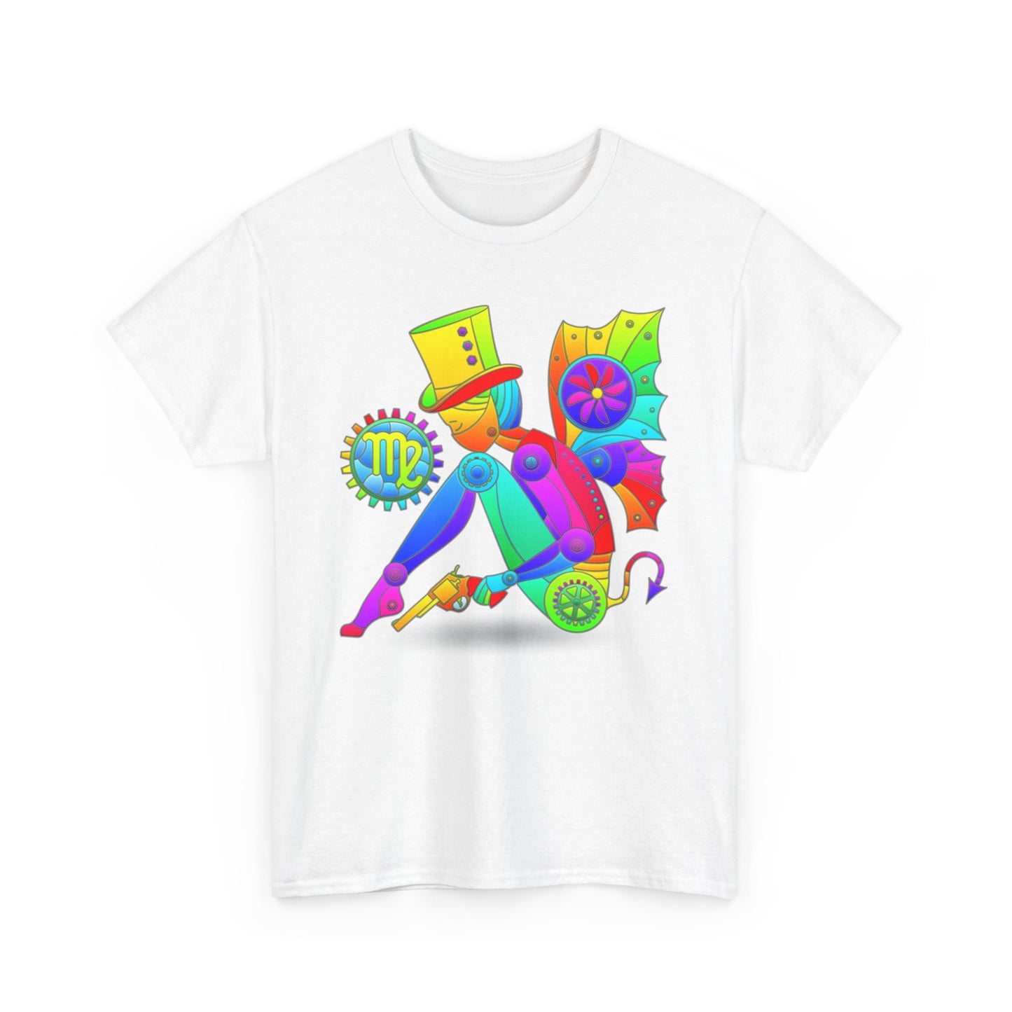 Virgo Rainbow Steampunk, Unisex Heavy Cotton Tee