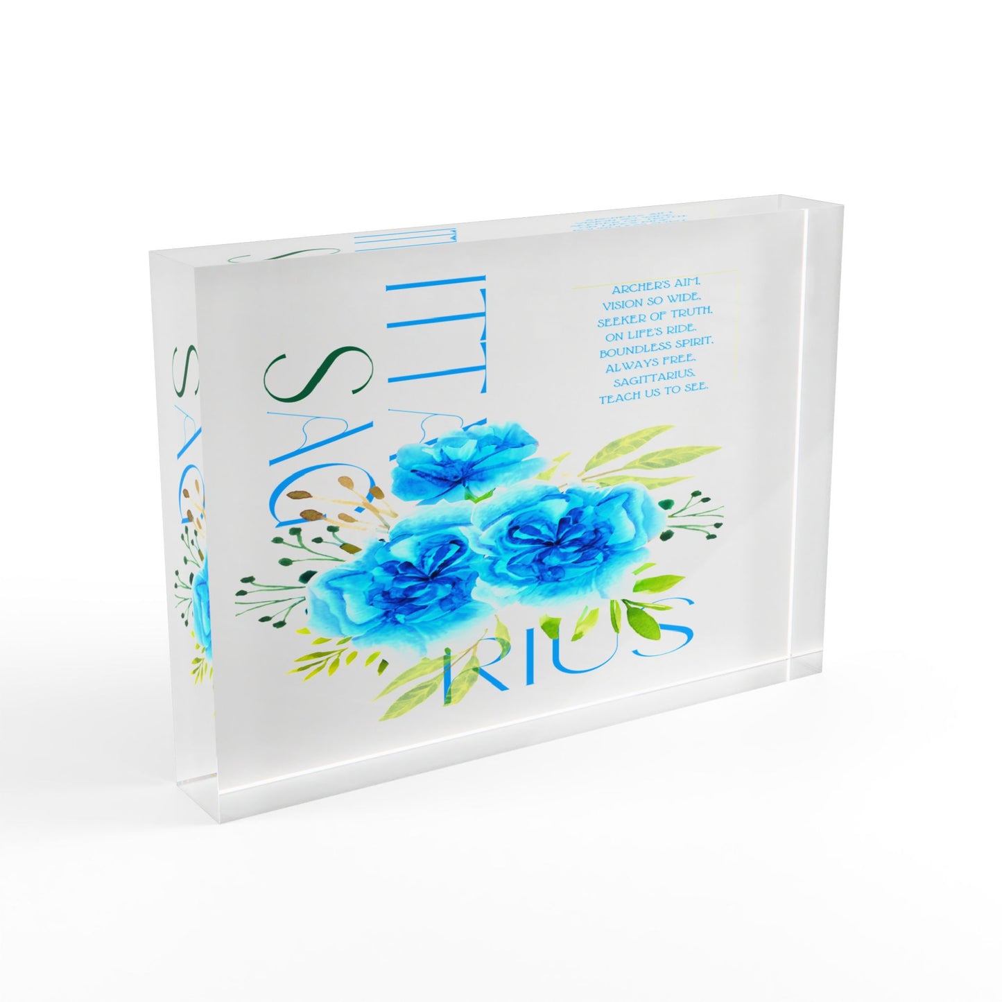 Sagittarius Blue Carnations, Photo Block (White)