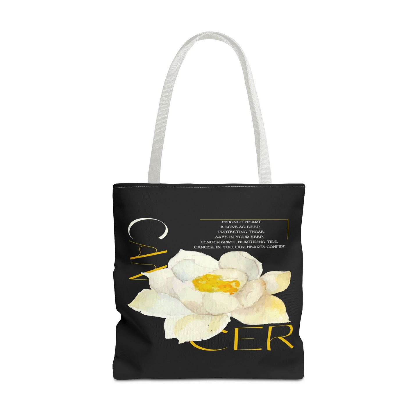 Cancer White Lotus Black Tote Bag, 3 Sizes