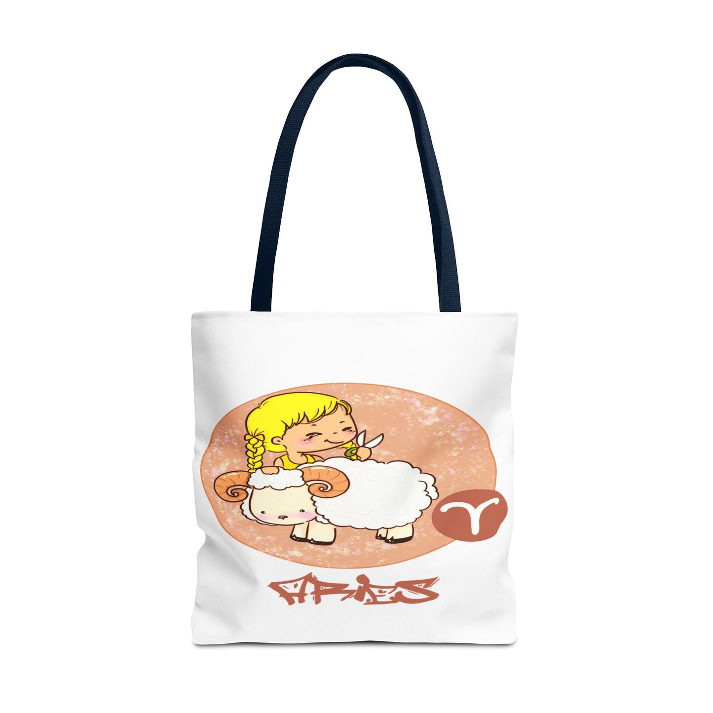 Aries Girl & Ram White Tote Bag, 3 Sizes