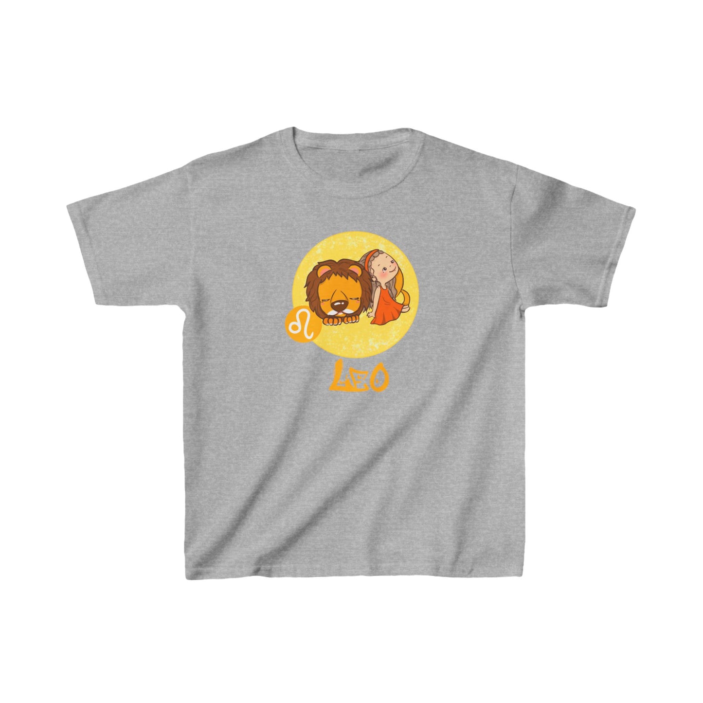 Leo Chibi Girl & Lion, Kids Heavy Cotton™ Tee