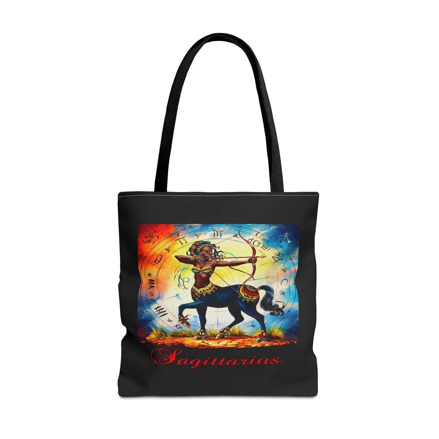 Sagittarius Black Tote Bag, 3 Sizes