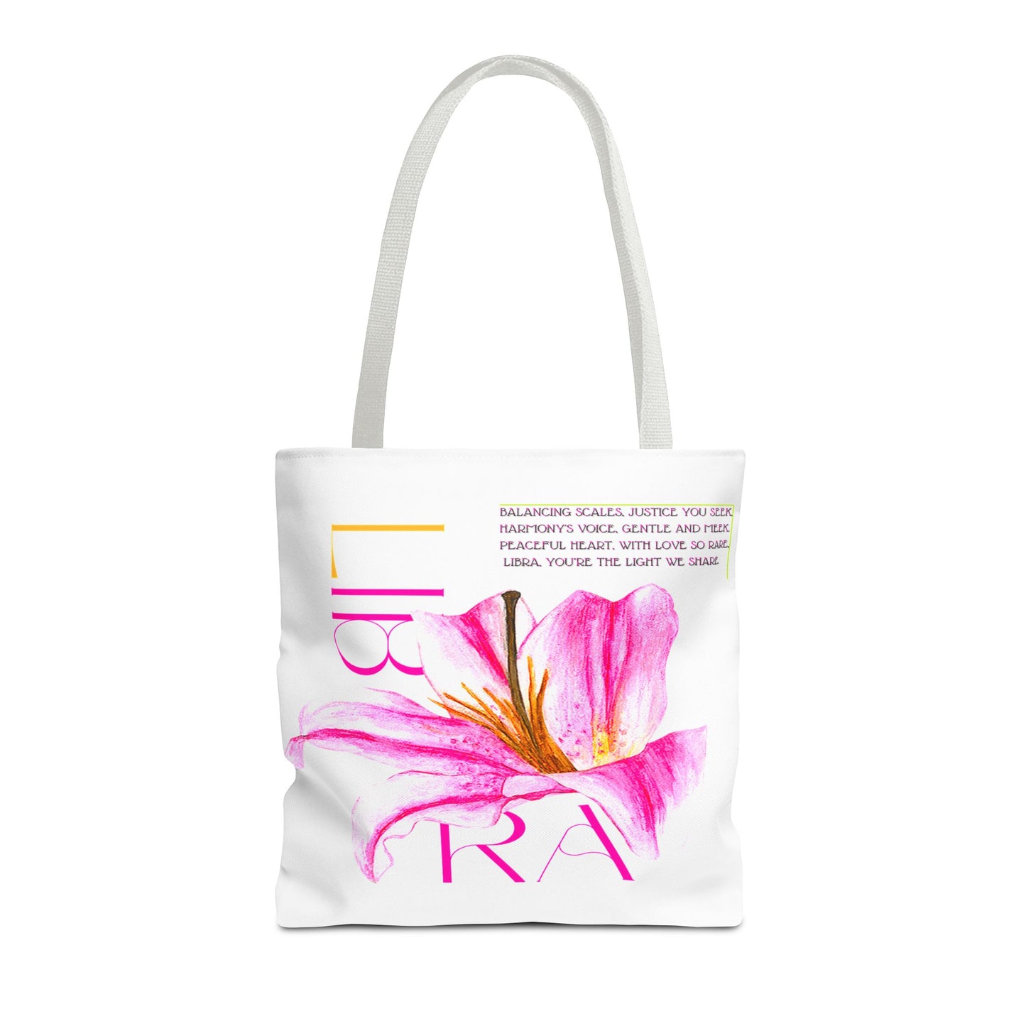 Libra Lily White Tote Bag, 3 Sizes