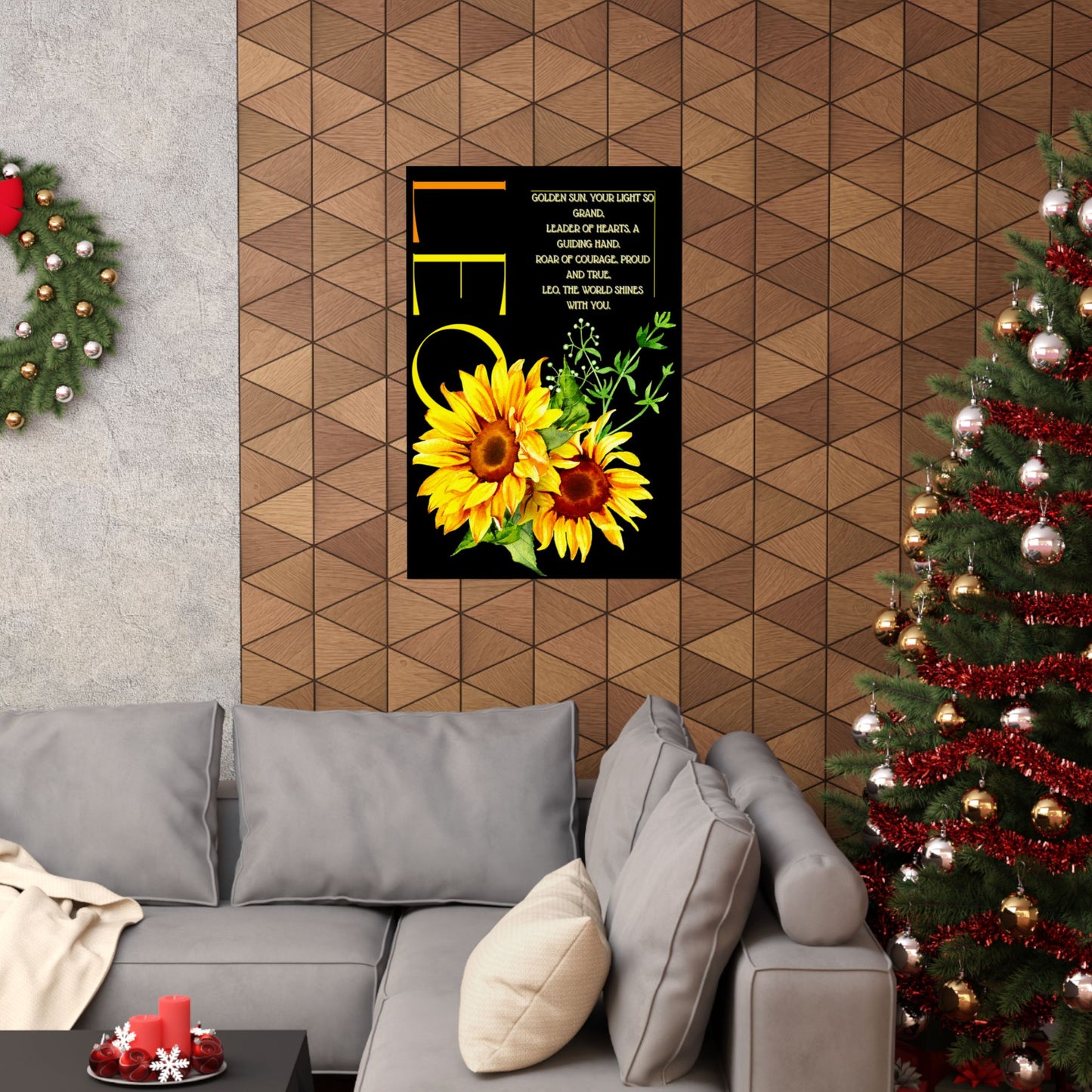 Leo Sunflowers, Matte Vertical Poster (Black)