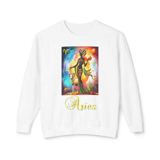 Aries, Unisex Lightweight Crewneck Sweatshirt