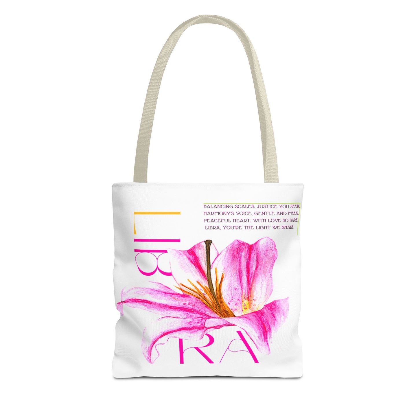 Libra Lily White Tote Bag, 3 Sizes