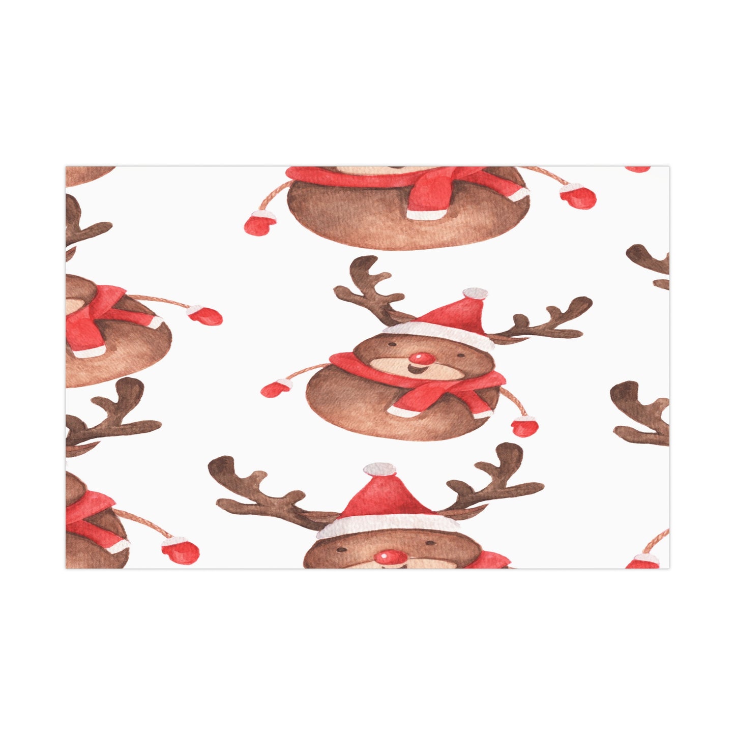 Gift Wrap Paper - Adorable Water Colored Red Nosed Reindeer,