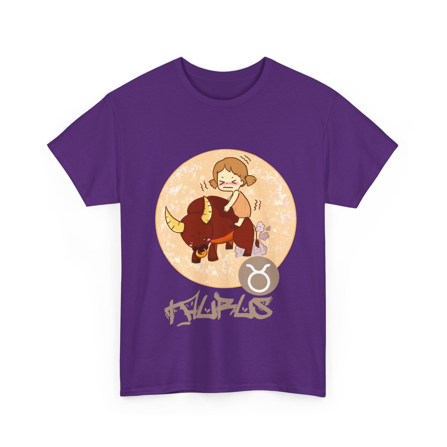 Taurus Chibi Girl & Bull, Unisex Heavy Cotton Tee