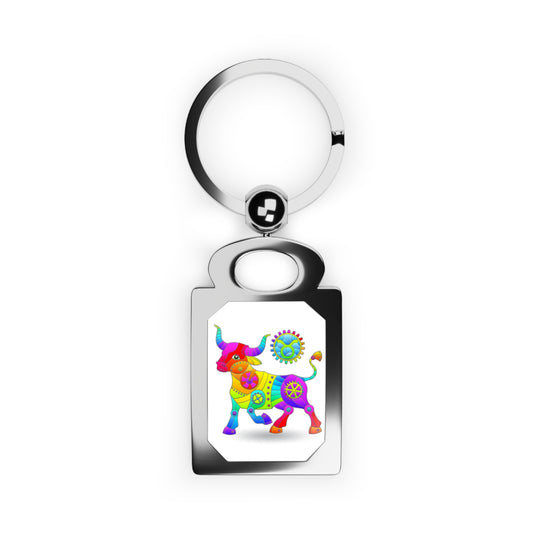 Taurus Rainbow Steampunk, Rectangle Photo Keyring