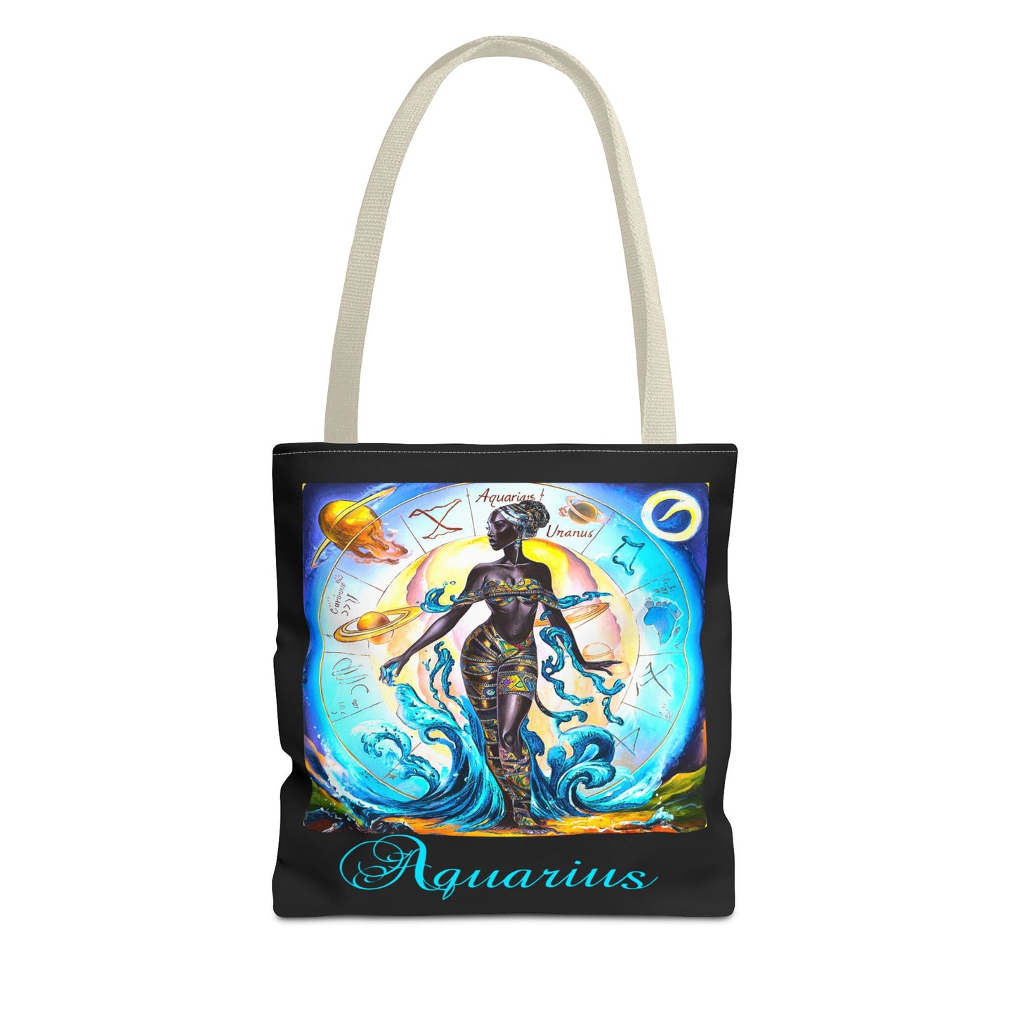 Aquarius Black Tote Bag, 3 Sizes