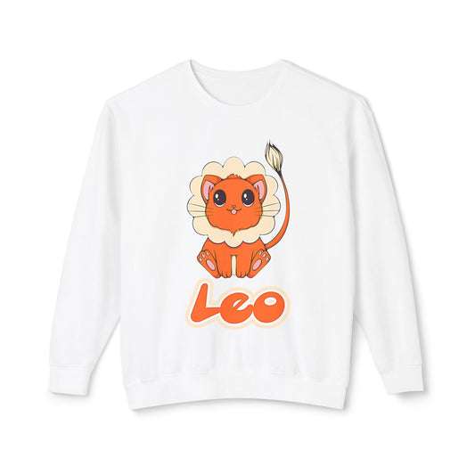 Leo Anime Cat, Unisex Lightweight Crewneck Sweatshirt