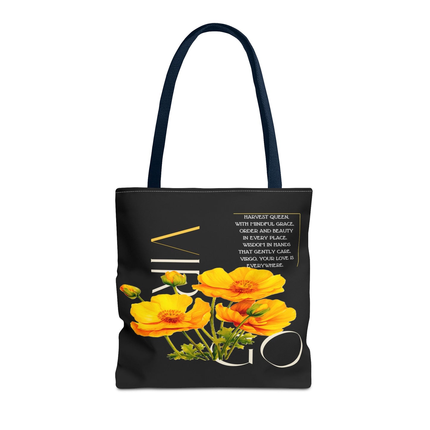 Virgo Buttercups Black Tote Bag, 3 Sizes