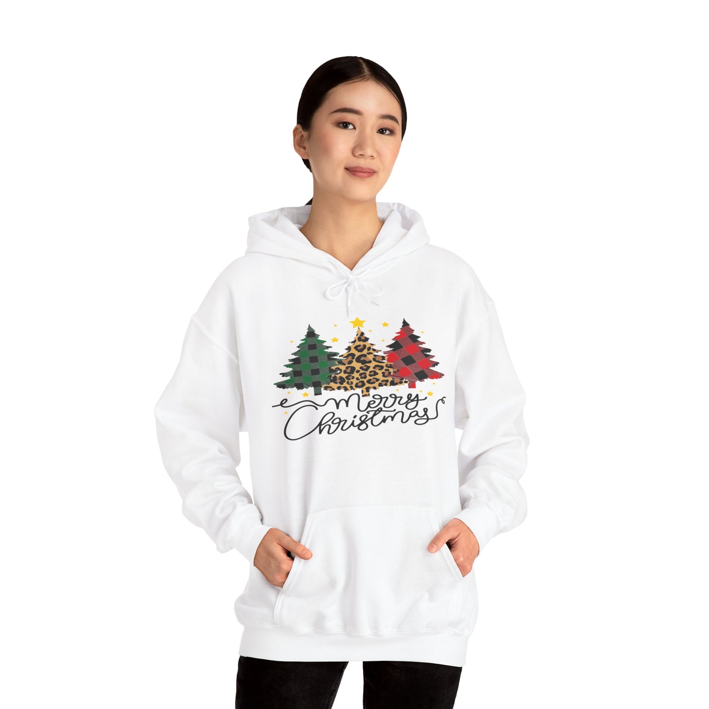 Patchwork Christmas Trees, Unisex Heavy Blend™ Hooded Sweatshirt