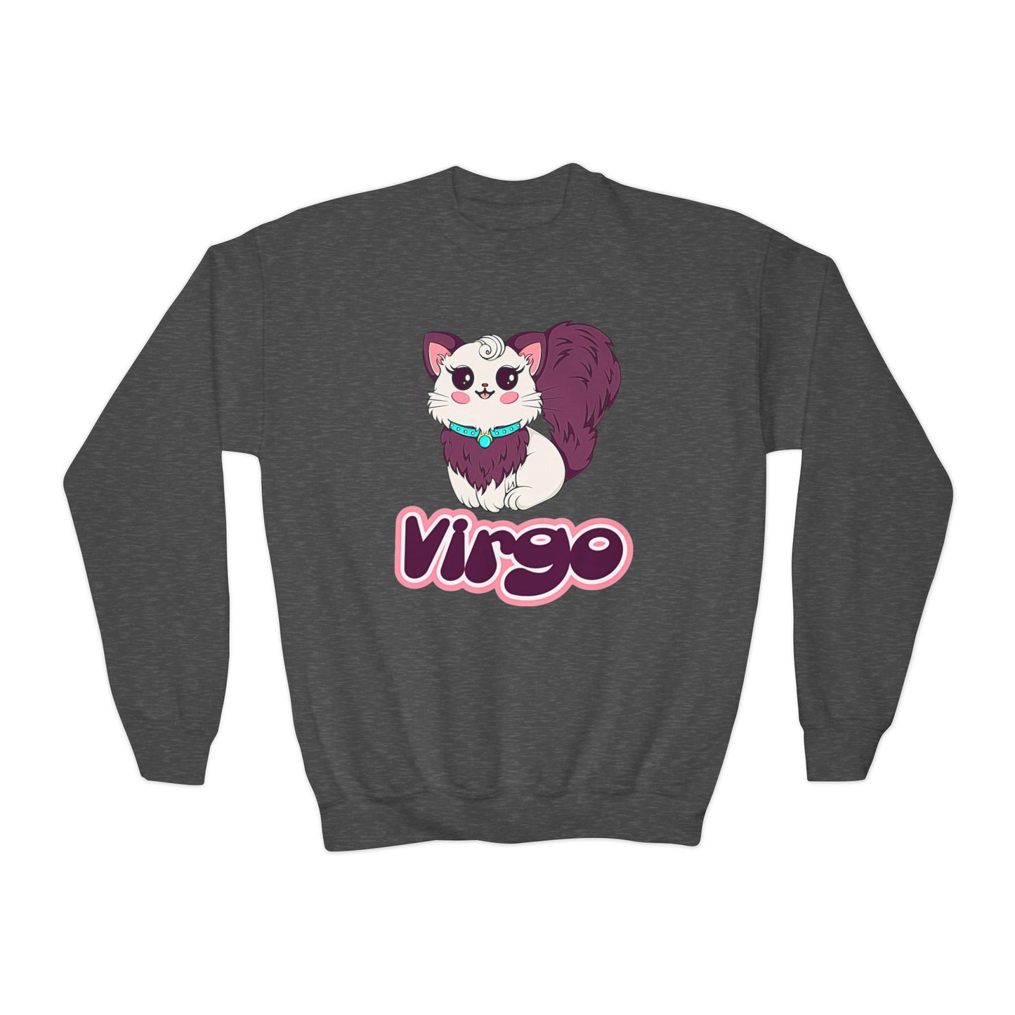 Virgo Anime Cat, Youth Crewneck Sweatshirt