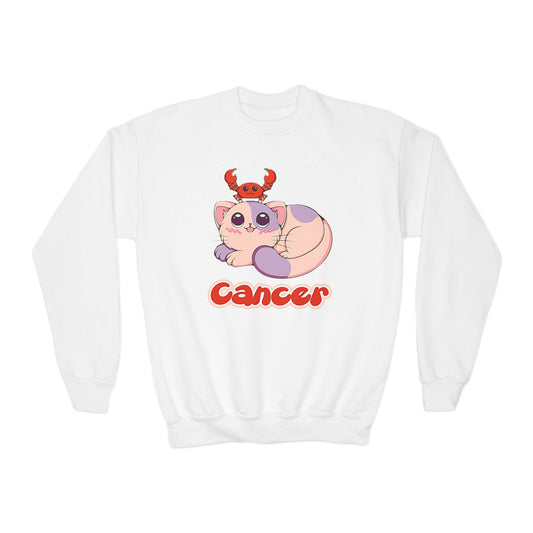 Cancer Anime Cat,Youth Crewneck Sweatshirt