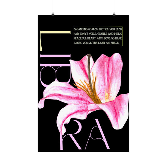 Libra Pink Lily, Matte Vertical Poster