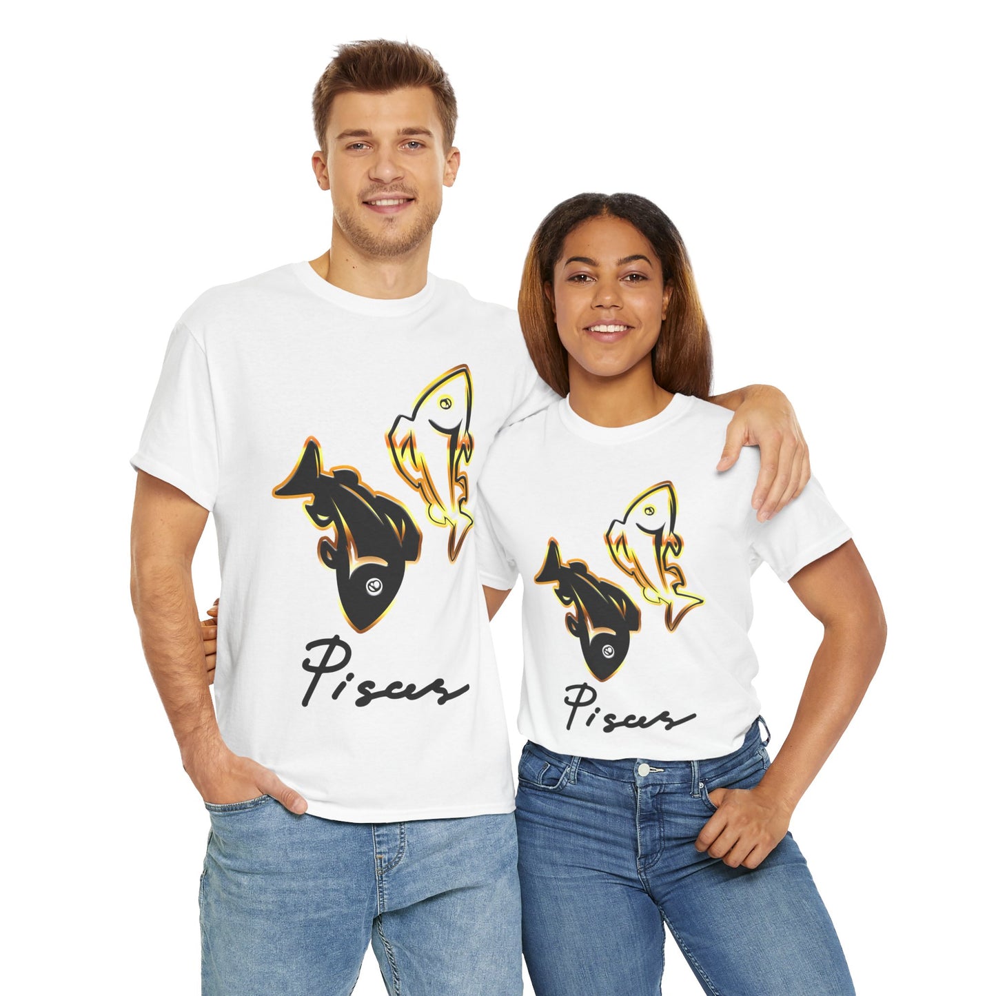 Pisces Fish, Unisex Heavy Cotton Tee