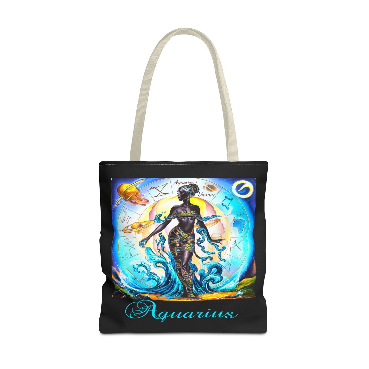 Aquarius Black Tote Bag, 3 Sizes