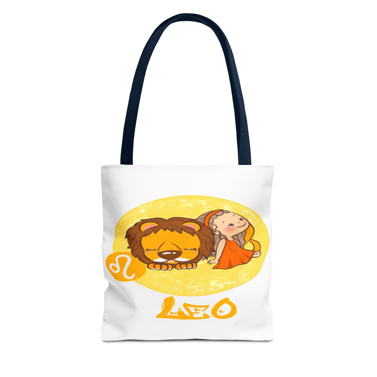 Leo Chibi Girl & Lion White Tote Bag, 3 Sizes