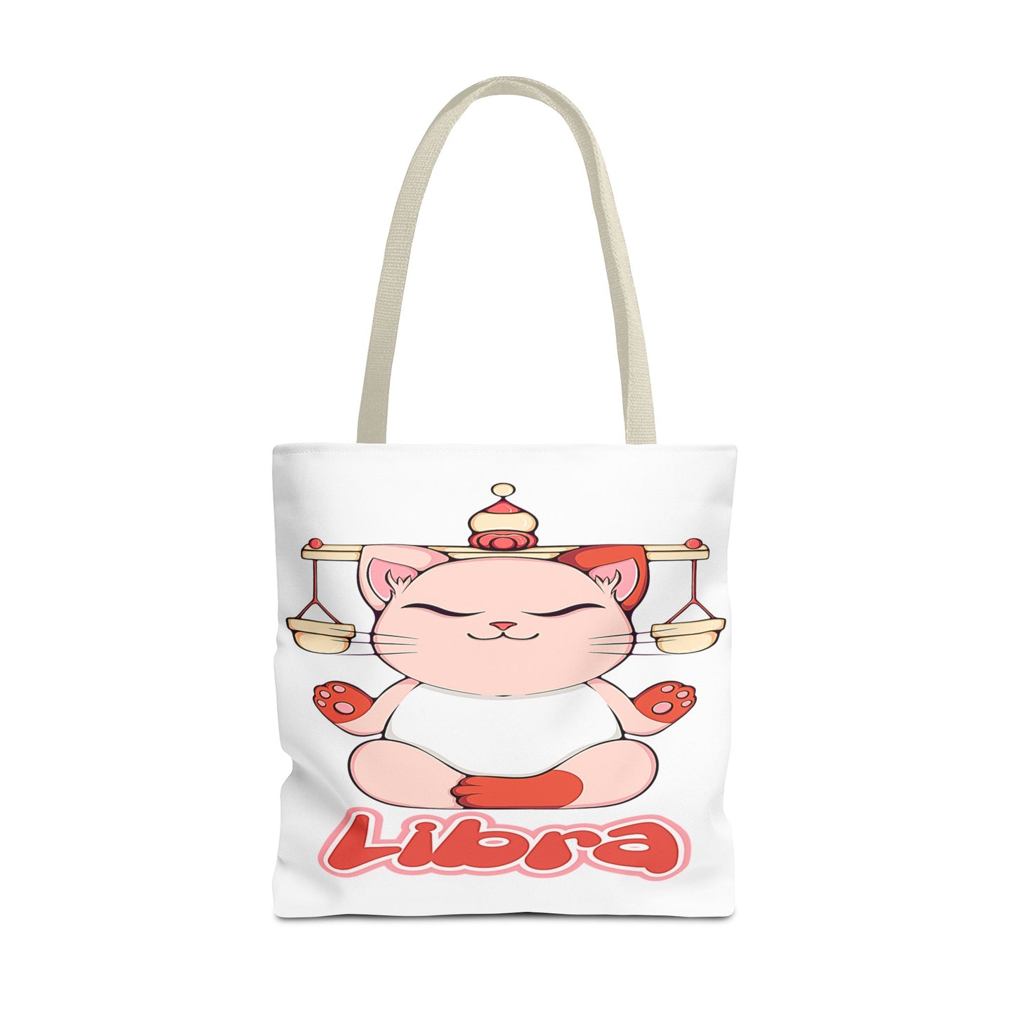 Libra Anime Cat White Tote Bag, 3 Sizes