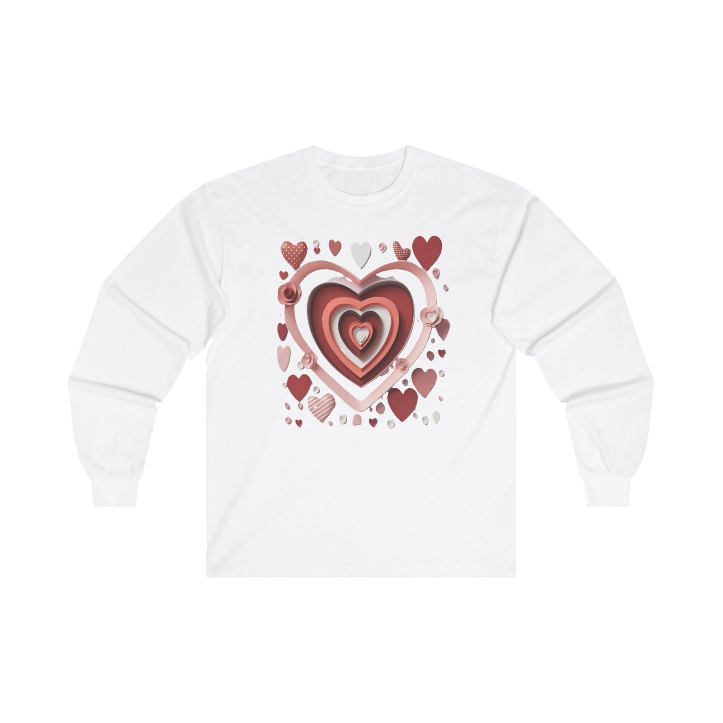 3D Love Hearts, Unisex Ultra Cotton Long Sleeve Tee