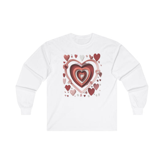 3D Love Hearts, Unisex Ultra Cotton Long Sleeve Tee