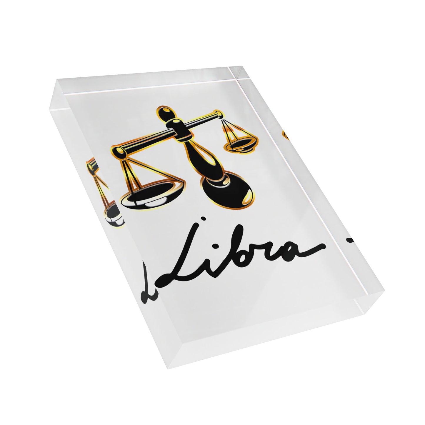 Libra Scales Photo Block, White