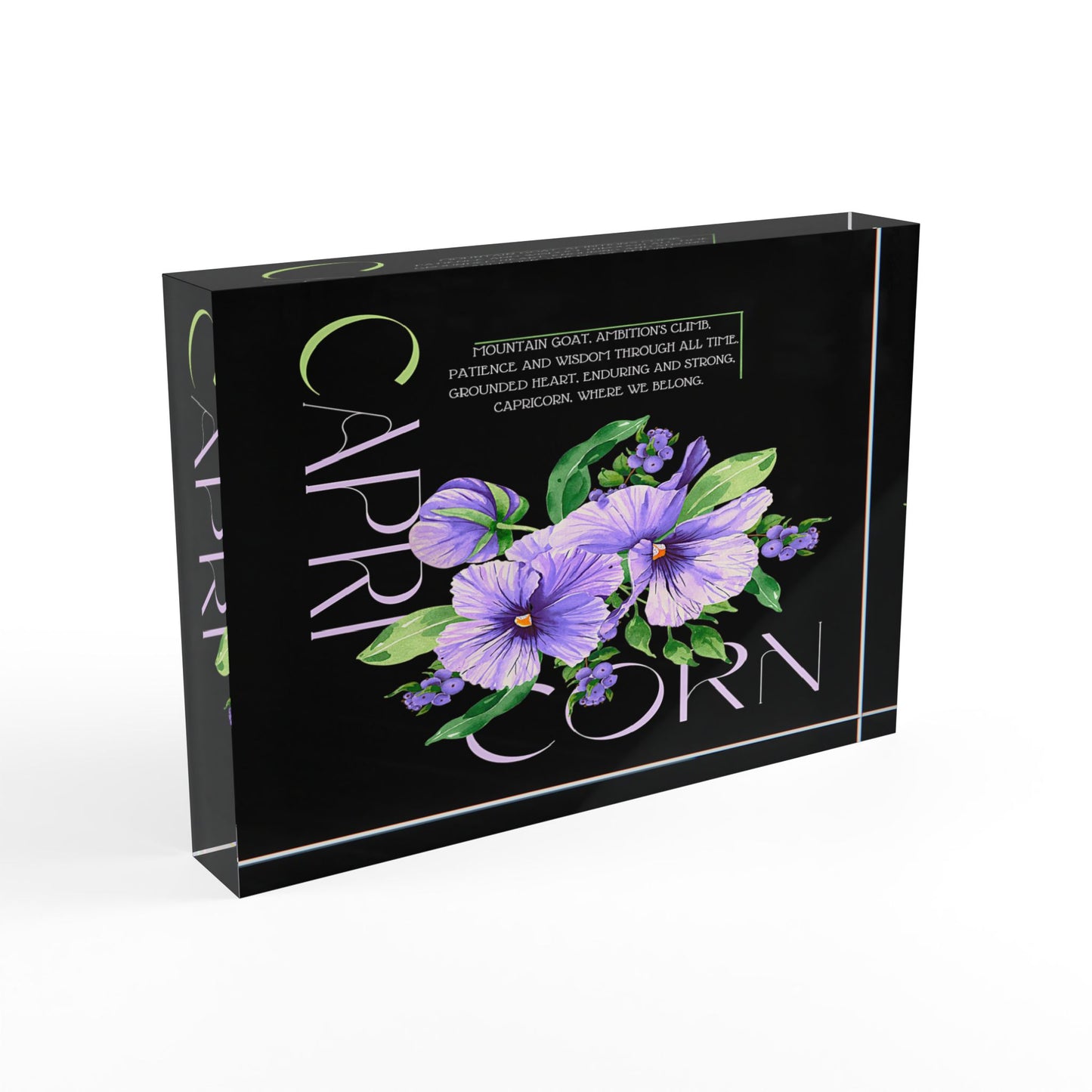 Capricorn Pansies, Photo Block (Black)