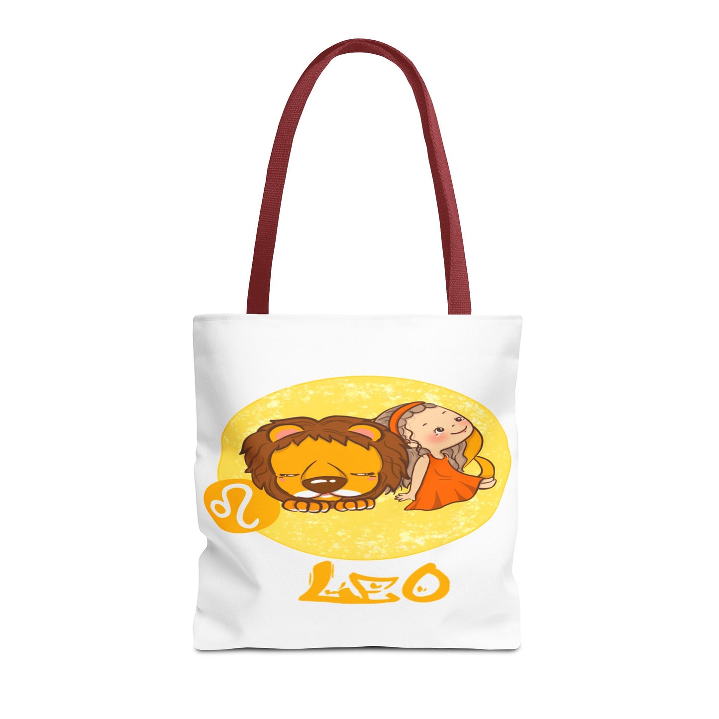 Leo Chibi Girl & Lion White Tote Bag, 3 Sizes