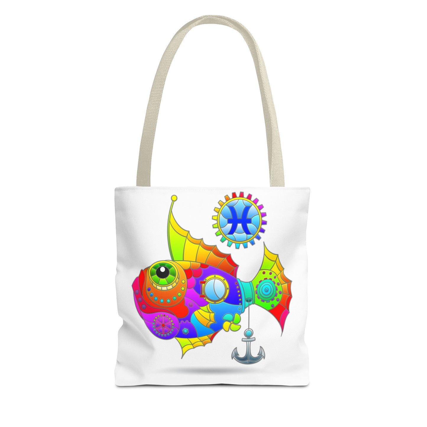 Pisces Rainbow Steampunk, White Tote Bag