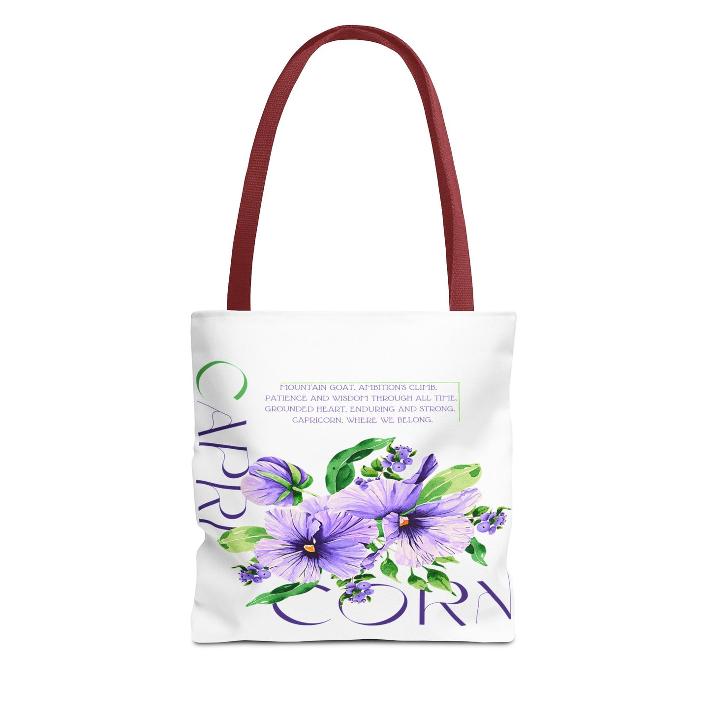 Capricorn Pansies White Tote Bag, 3 Sizes