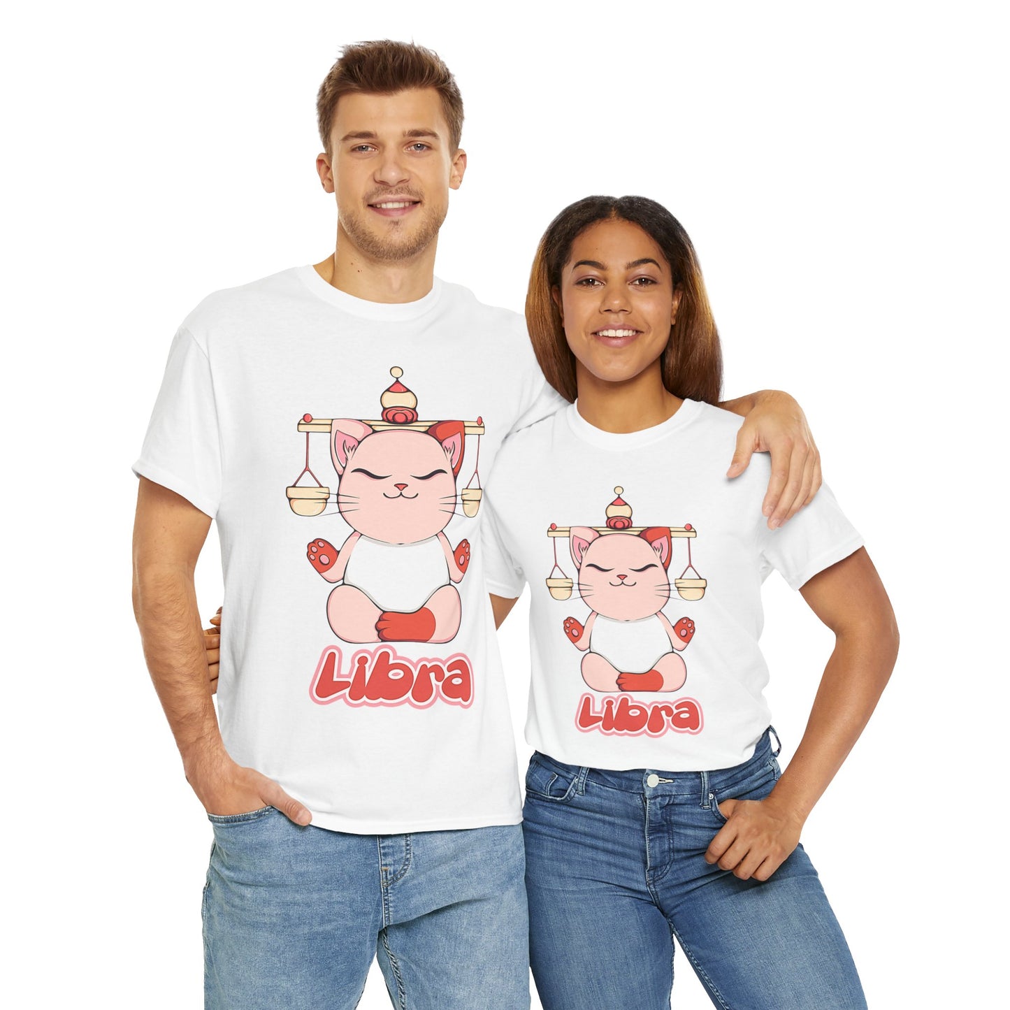 Libra Anime Cat, Unisex Heavy Cotton Tee