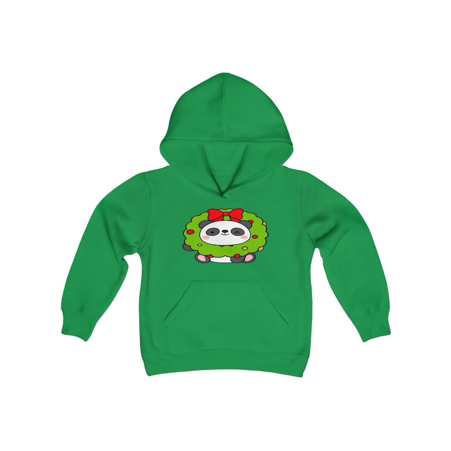 Cute Christmas Panda, Youth Heavy Blend Hooded Sweatshirt