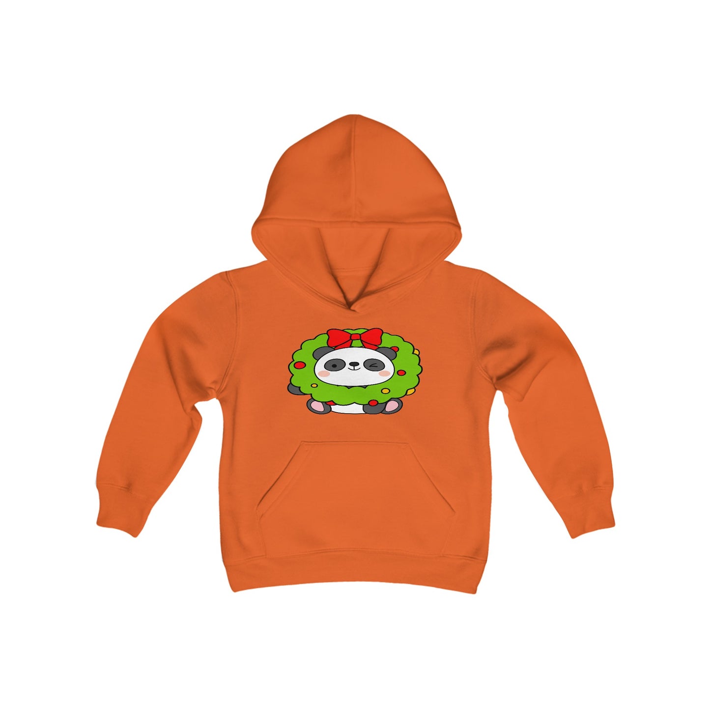 Cute Christmas Panda, Youth Heavy Blend Hooded Sweatshirt