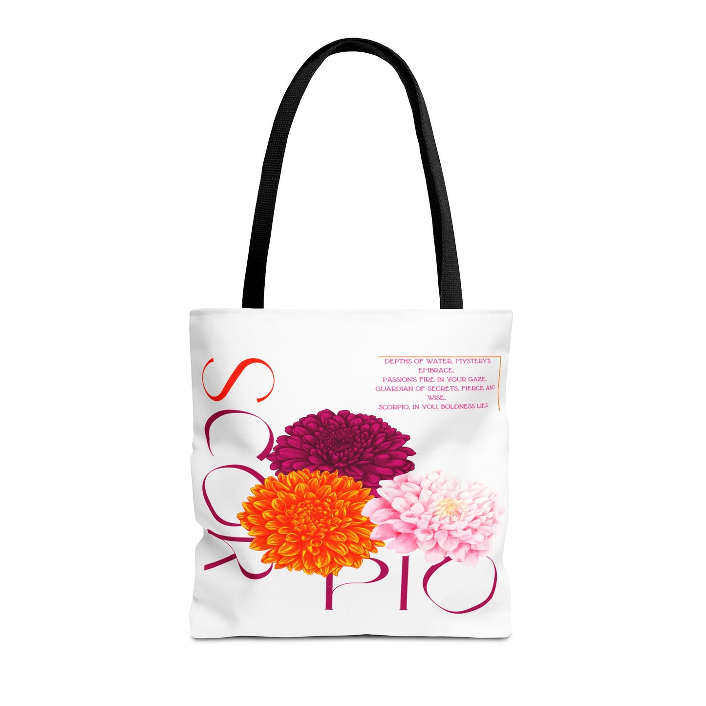 Scorpio Chrysanthemums White Tote Bag, 3 Sizes